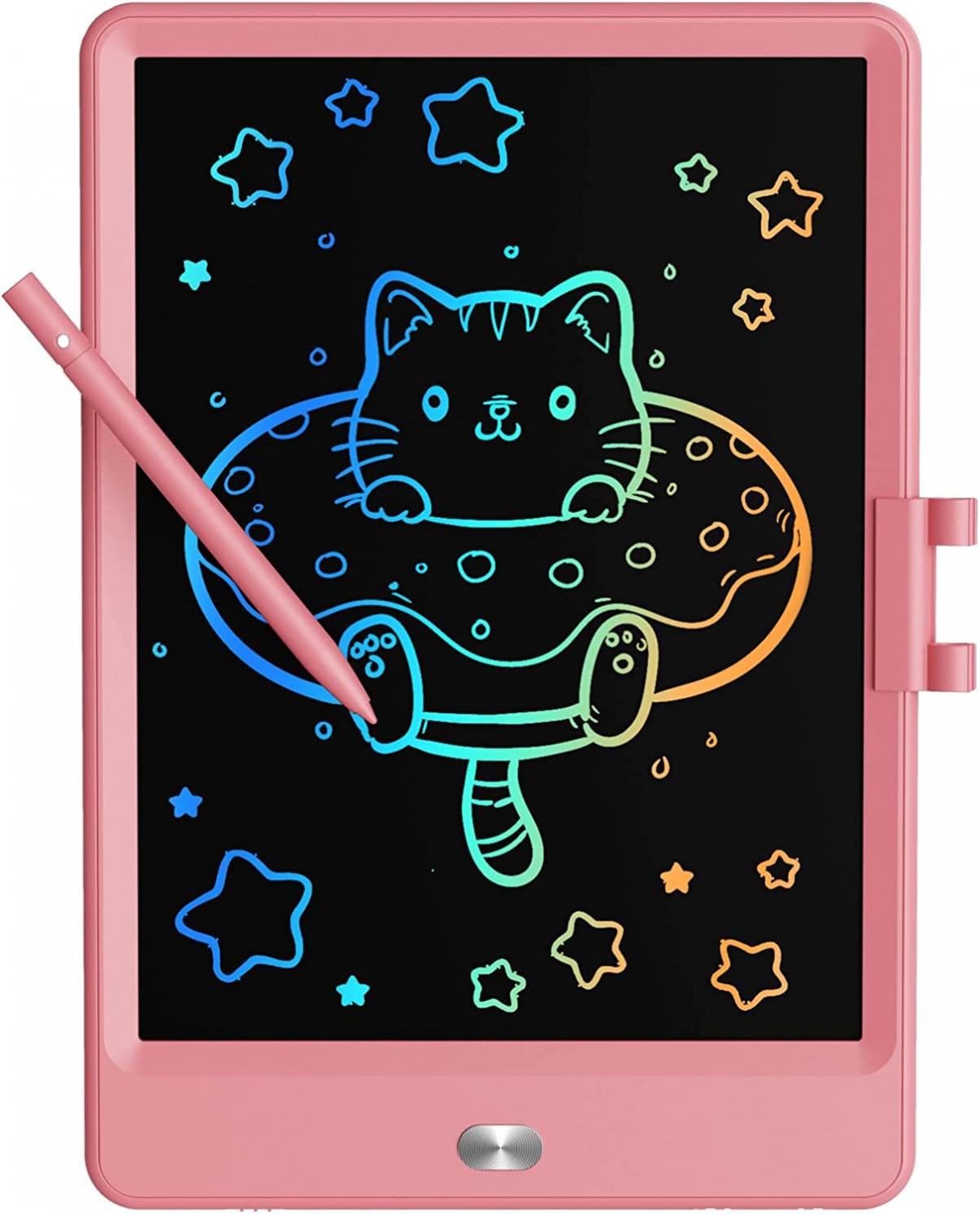 TEKFUN LCD Writing Tablet Doodle Board, 8.5inch Colorful Drawing Tablet Writing Pad, Kids Gifts Toys for 3 4 5 6 7 Year Old Kids, Erasable Doodle Pad Toddler Travel Car Toy Road Trip Activity (Pink)