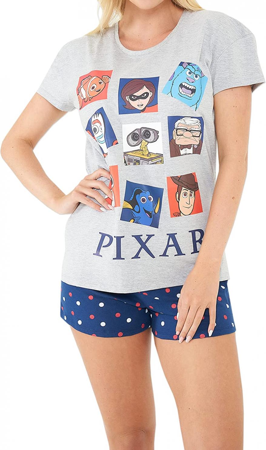 DISNEY Womens Short Pajamas Pixar Toy Story The Incredibles Finding Nemo Monsters Inc