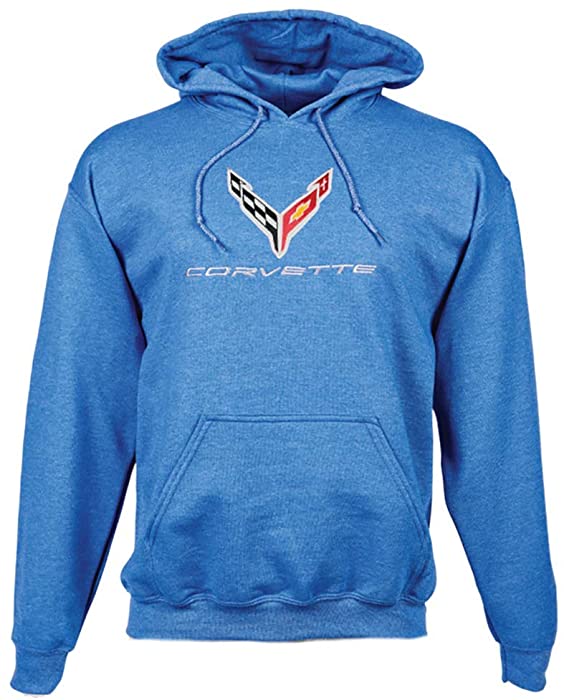 C8 Corvette Next Generation Embroidered Sweatshirt Hoodie (X-Large, Blue)