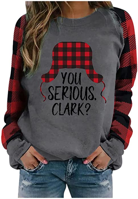 Christmas Shirts for Women Sweaters Patchwork Long Sleeve Sweatshirts Casual Xmas Gnome Pullover Hoodies Tunic Tops