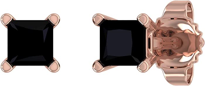 1/4 Carat to 1/3 CaratPrincess Cut Diamond Stud Earrings in 14K Gold