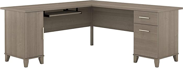 Bush Furniture Somerset L Shaped Desk with Storage, 72W, Ash Gray