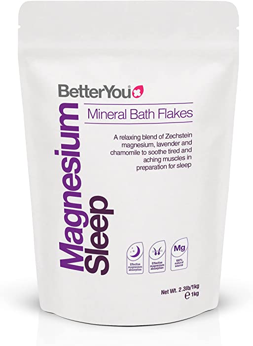 BetterYou Pure and Clean Bath Magnesium Flakes Bath Salts for Sleep, 47% Concentration, 35 Ounce