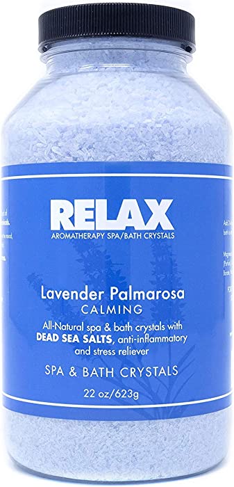 Epsom Salts Lavender Palmarosa- 22 Oz- Natural Bath Salts- Luxury Dead Sea Salts for Hot Tubs, Spas and Showers