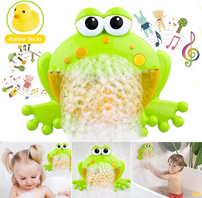 HengGL Baby Bath Bubble Toys Set,Tub Big Frog Automatic Bubble Maker Blower Toys with 12 Music Baby Fun Shower Toys , for Boys, Girls