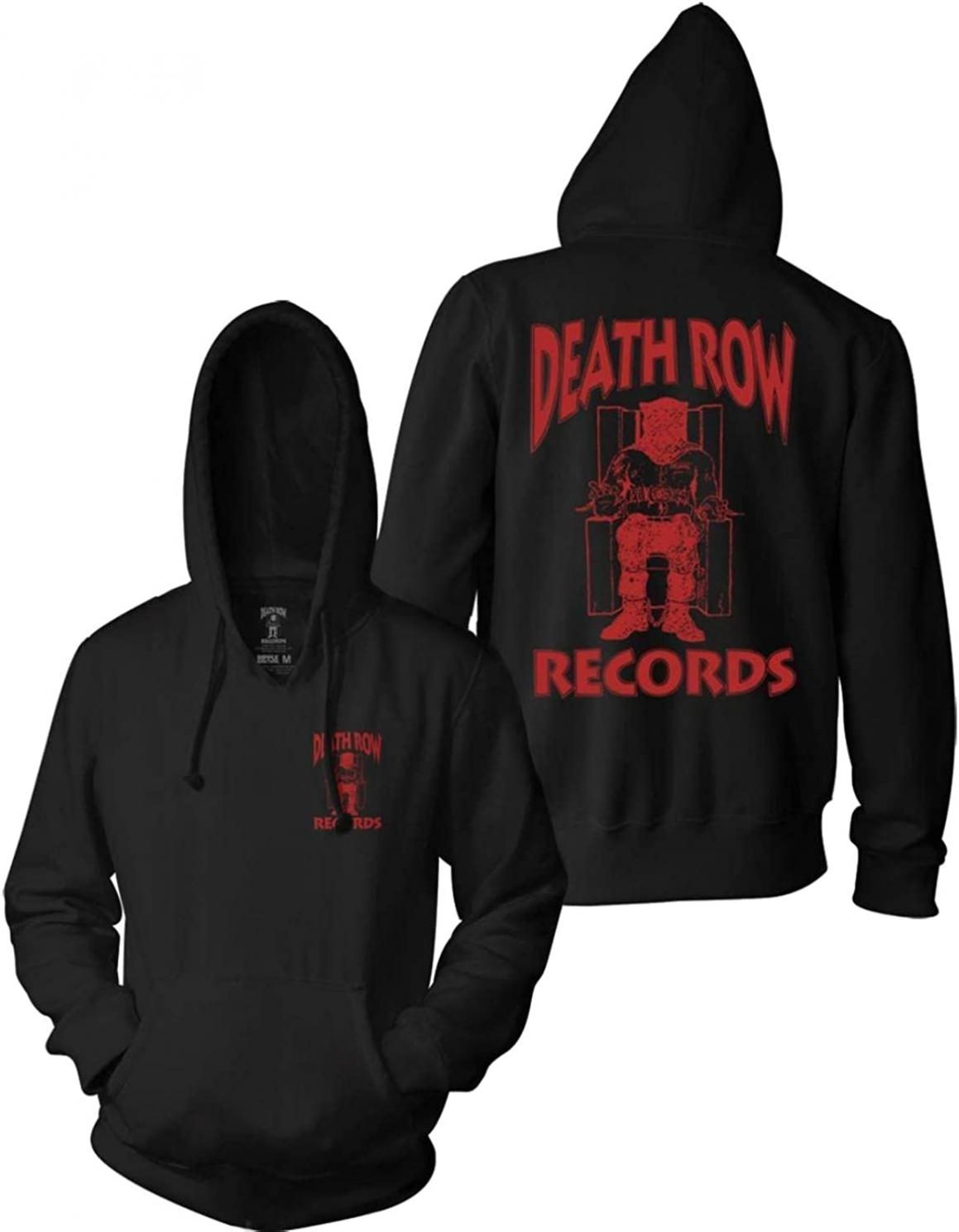 Ripple Junction Death Row Records Adult Unisex Red Black Death Row Logo Pull Over Hoodie
