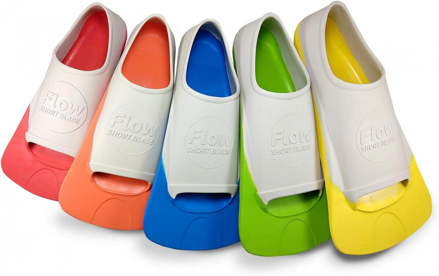 Flow Premium Short Blade Floating Fins for Swim and Lap Training - Youth Sizes for Kids, Young Men, and Women