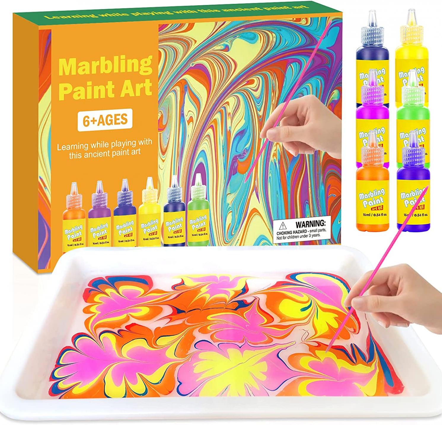 MFJL Marbling Paint Crafts Kit for Kids - Arts and Crafts for Girls & Boys - Ideas Art Kits for Kids Age 3-5 4-8 8-12 (Paint on Water)