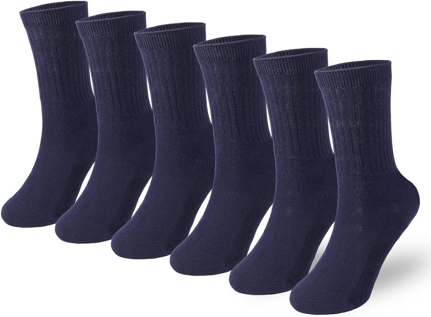 BOOPH 6 Pairs Boys Girls Athletic Crew Socks Half Cushion Ankle Socks for Kids