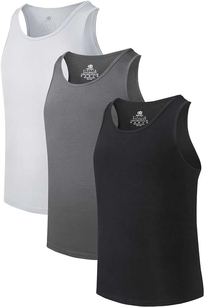 DAVID ARCHY Men's Tank Top Bamboo Rayon Undershirts Tank Shirt Moisture-Wicking A-Shirt for Men, 3 or 5 Pack