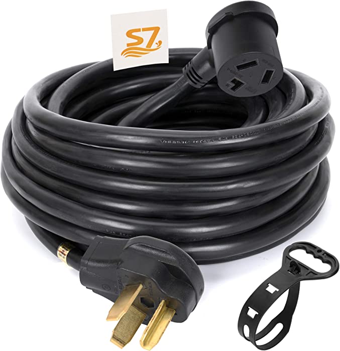 25FT 30Amp NEMA 10-30P 3 Prong Dryer Extension Cord with Heavy Duty Thick Anti-Weather Cord…
