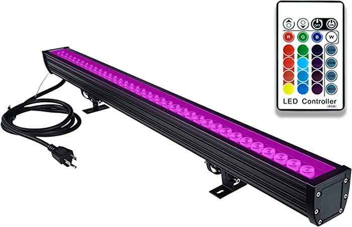 Wall Washer LED Lights, 108W RGBW Color Changing LED Strip Lights with RF Remote,120V, 3.2ft/40 "Linear RGB LED Lights Bar for Outdoor/Indoor Lighting Projects Carnival Party Stage Casinos Bar Decor