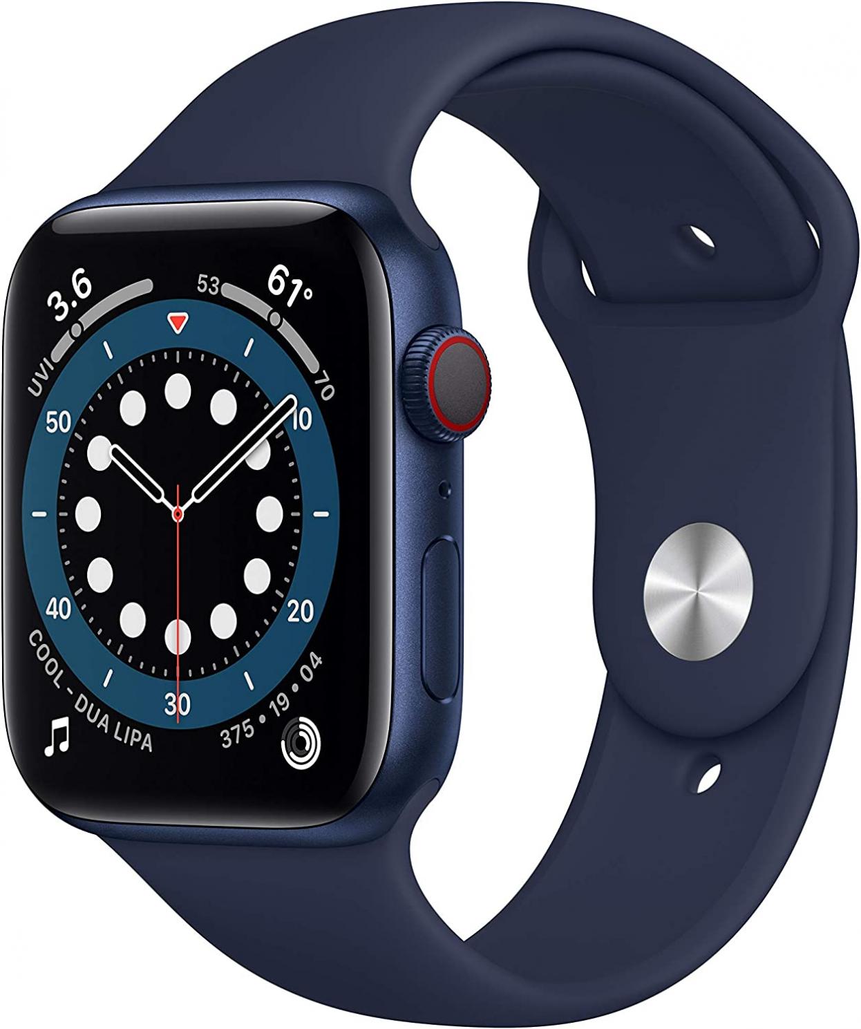Apple Watch Series 6 (GPS + Cellular, 44mm) - Blue Aluminum Case with Deep Navy Sport Band