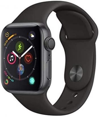 Apple Watch Series 4 (GPS, 44MM) - Space Gray Aluminum Case with Black Sport Band (Renewed Premium)