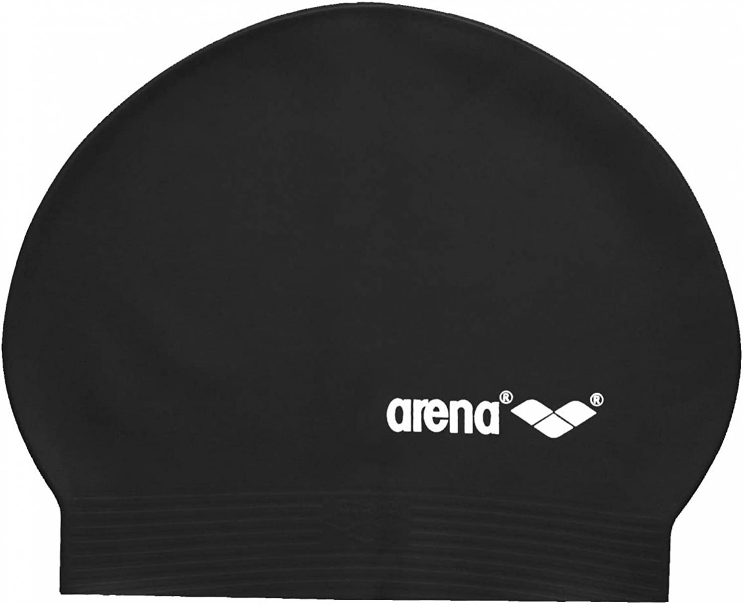 Arena Soft Latex Unisex Swim Cap for Women and Men, Black, One Size (SFTLTXSC)