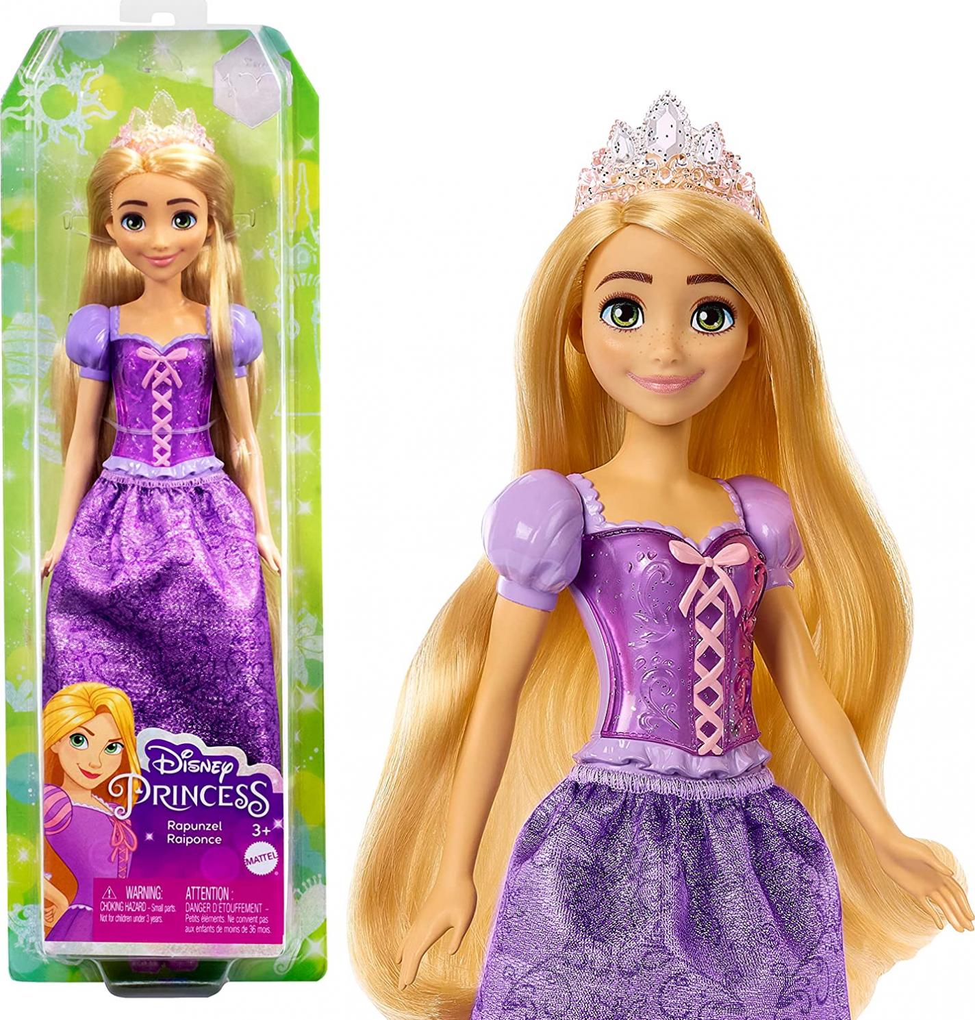 Disney Princess Rapunzel Fashion Doll, New for 2023, Sparkling Look with Blonde Hair, Blue Eyes & Tiara Accessory