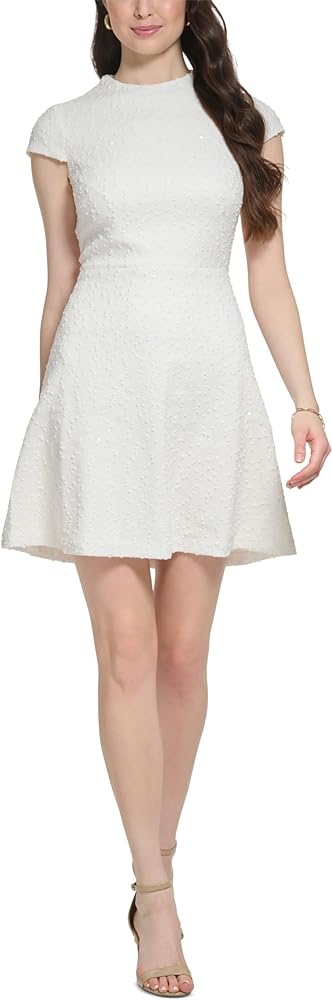 Vince Camuto Women's Boucle-Knit Cap-Sleeve Fit & Flare Dress