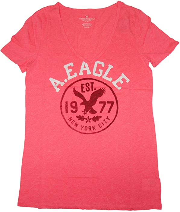 American Eagle Women's V-Neck Shirt Pink, Small