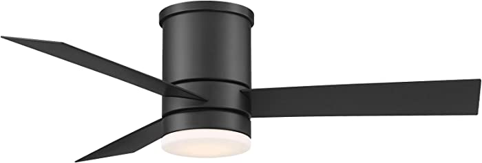 San Francisco Indoor and Outdoor 3-Blade Smart Flush Mount Ceiling Fan 44in Matte Black with 3000K LED Light Kit and Remote Control works with Alexa and iOS or Android App