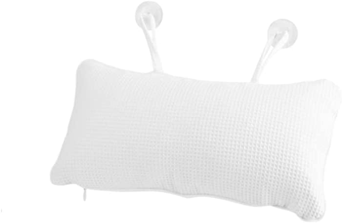 Focket Bath Pillow,Non-Slip Soft PVC Inflated Bathtub Spa Pillow Bath Cushion with Suction Cups,Helps Support Head Neck for All Bathtub,Hot Tub,Jacuzzi and Home Spa(White)