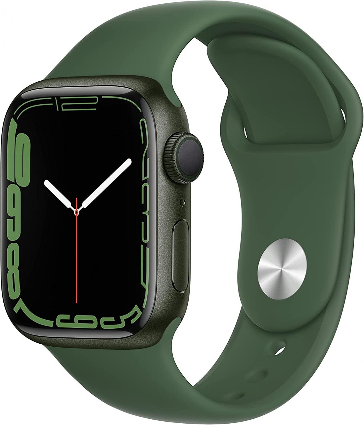 Apple Watch Series 7 (GPS, 41mm) Green Aluminum Case with Clover Sport Band, Regular (Renewed)