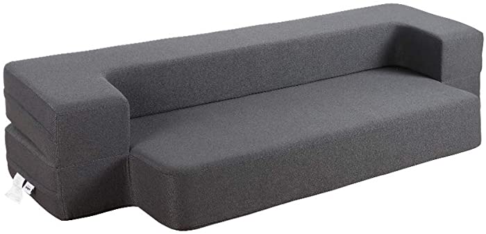 HonTop 8 Inch Folding Sofa Bed Couch Queen Memory Foam Convertible Futon Sleeper Chair Foam Bed for Bedroom Living Room Guest, Dark Gray