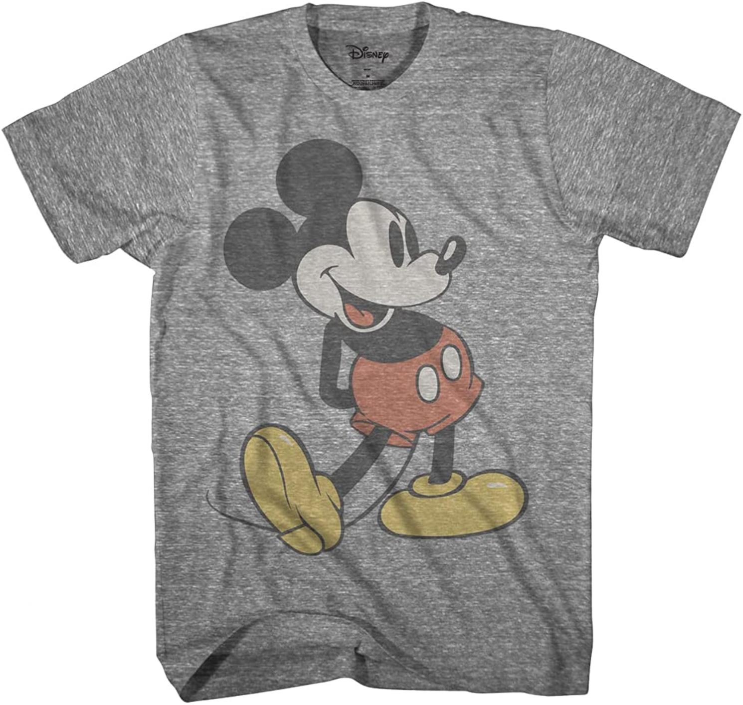 Disney Men's Giant Mickey Mouse Gray Graphic T-Shirt