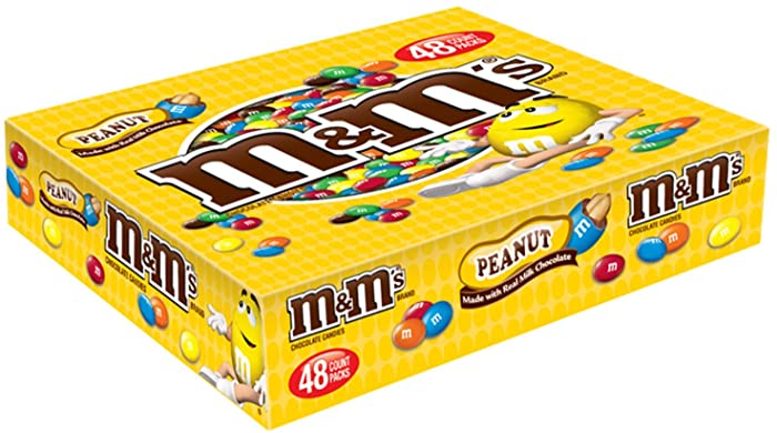 M&M'S Full Size Peanut Milk Chocolate Candy Bulk Pack, 1.74 oz, 48 ct Box