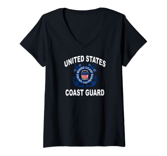 Womens US Coast Guard (USCG) Alumni Men and Women V-Neck T-Shirt