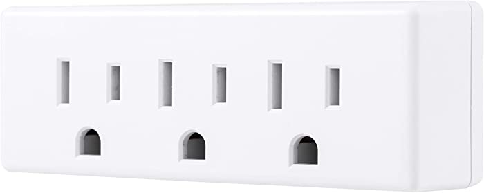 GE 3-Outlet Extender Wall Tap, Grounded Adapter Plug, Indoor Rated, 3-Prong, Perfect for Travel, UL Listed, White, 52203