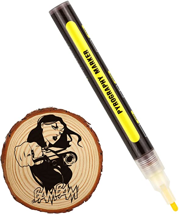 baycheers Wood Burning Pen, 2 in 1 Pen Head Design, Round and Oblique Heads are Convertible, and Can be Used for Chemical Painting of DIY Wood Projects Wood Burning Marker