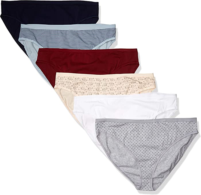 Amazon Essentials Women's Plus Size Hi-Cut Cotton Stretch Bikini Brief Underwear, Pack of 6