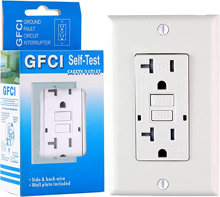 OMEENET 20 Amp GFCI Outlet - Tamper Resistant GFI Electrical Receptacle with LED Indicator, Self-Test Ground Fault Circuit Interrupter, Decor Wall Plates and Screws Included, UL listed, White (1 Pack)