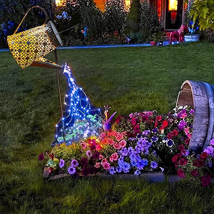 Vcdsoy Solar Watering can with Lights - Solar Lights Outdoor Decorative Waterproof, Waterfall Fairy Lights Yard Decor for Table Patio Yard Pathway Walkway Clearance (with Shepherd Hook)