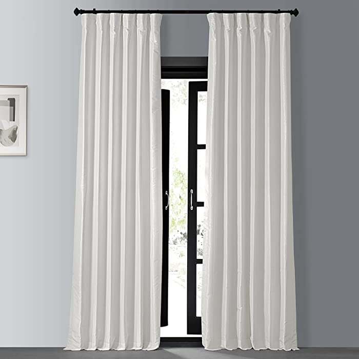 HPD Half Price Drapes Faux Silk Blackout Curtains For Room Decor Vintage Textured (1 Panel), PDCH-KBS2BO-96, Off White