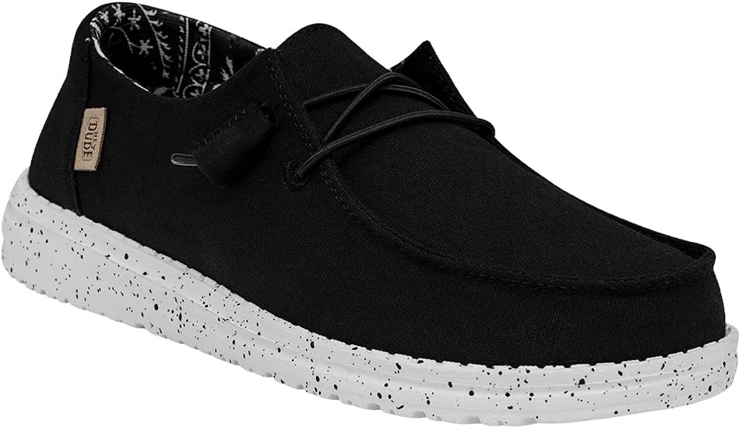 Hey Dude Women's Wendy Basic Wide Black Odyssey Size 7 | Women's Shoes | Women's Slip On Shoes | Comfortable & Light-Weight