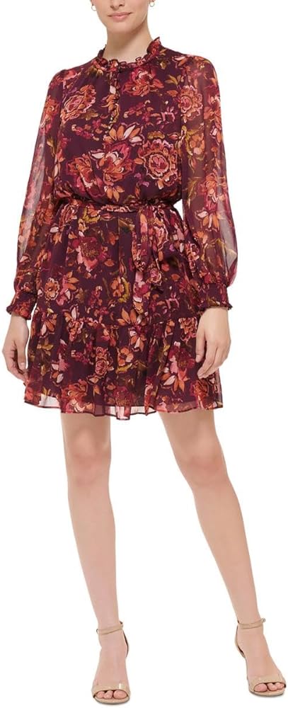 Vince Camuto Womens Printed Fit Flare Dress