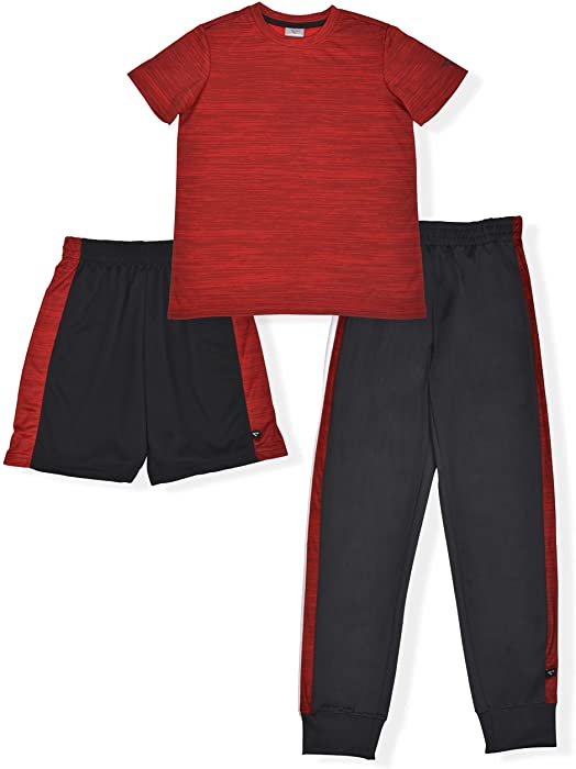 Boy's 3-Pack Sports Wear with Athletic Shirt, Shorts and Pants