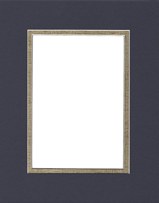 20x24 Navy Blue & Gold Double Picture Mats Bevel Cut for 16x20 Pictures