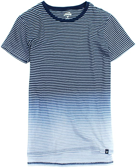 American Eagle Men's Seriously Soft Graphic T-Shirt 019 (X-Small, Ombre Stripes)