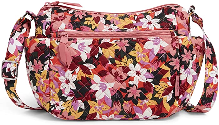 Vera Bradley womens Cotton on the Go Crossbody Purse, Rosa Floral - Recycled Cotton, One Size US