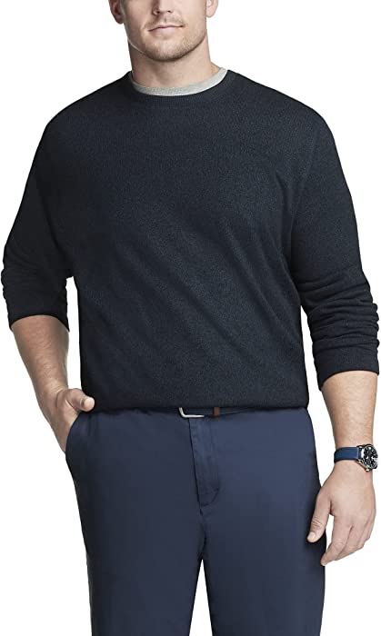Van Heusen Men's Big and Tall Essential Long Sleeve Sweater Fleece Crewneck Pullover