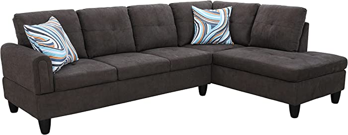 Star Home Living Right Facing Sectional 2 Pieces Set Sofas, Dark Brown