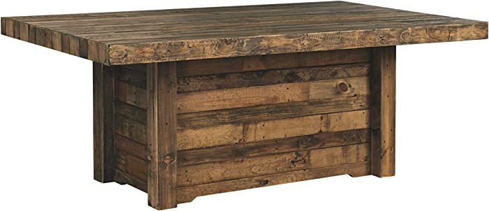 Signature Design by Ashley Sommerford Farmhouse Reclaimed Pine Wood Dining Table, Seats up to 6, Brown