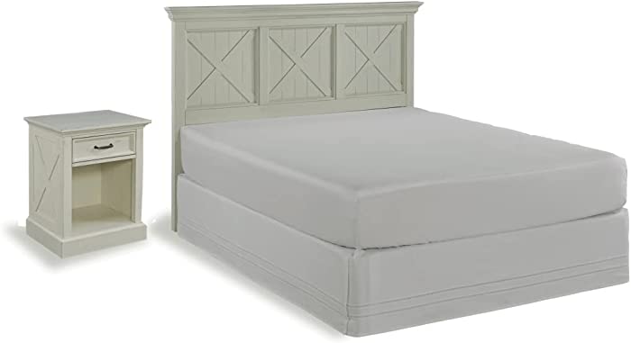 Seaside Lodge White Queen/Full Headboard and Night Stand by Home Styles