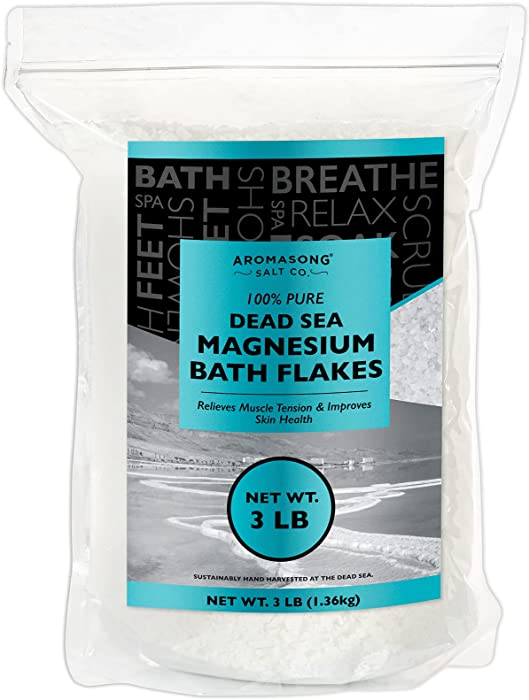 RAW Magnesium Flakes Bath Salt 3 LB Resealable Pack - Muscle Relaxing Organic Salts Mg Chloride, Mineral Soak for Stress Relief and Headaches