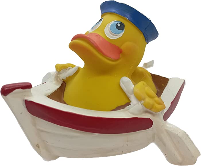 Row Boat Rubber Duck Bath Toy | All Natural, Organic, Eco Friendly, Squeaker | Imported from Barcelona, Spain