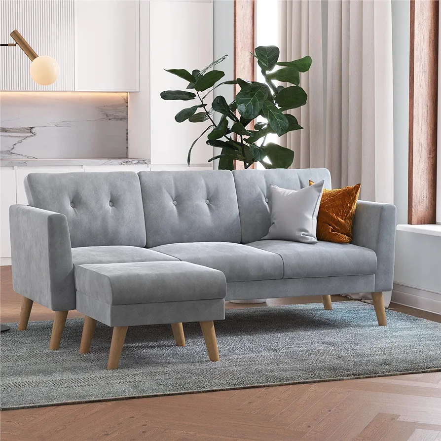 CosmoLiving by Cosmopolitan Gloria Upholstered Sofa, Light Gray