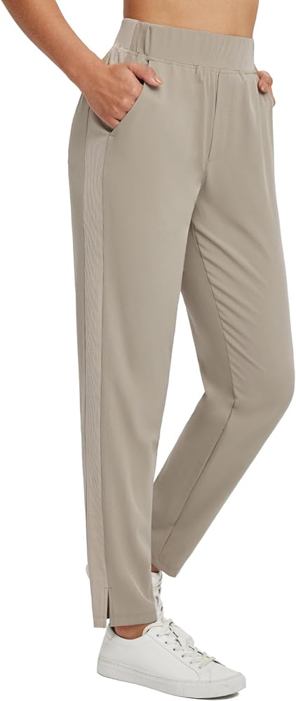 BALEAF Women's Golf Pants Ankle Sweatpants Stretch High Waist with Zipper Pockets Work Athletic Travel UPF50+
