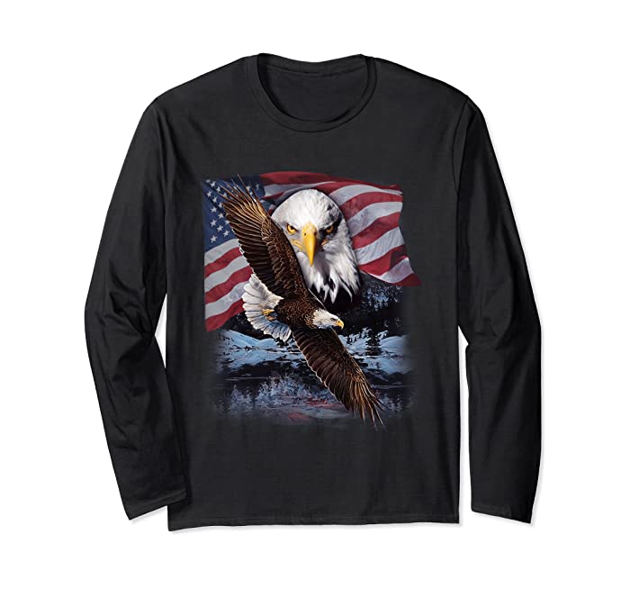 The Mountain Men's Eagle Flag American flag Long Sleeve T-Shirt